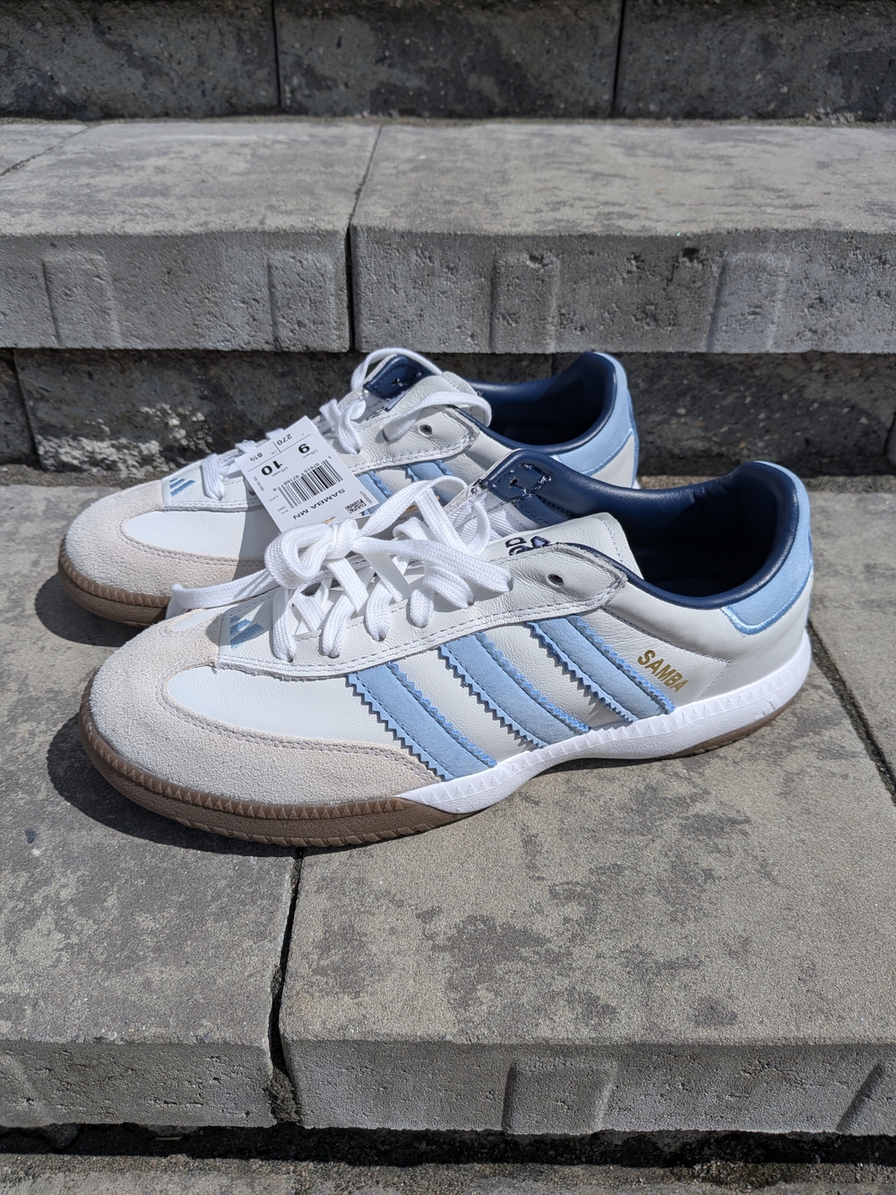 Adidas Samba Shoes in White and Light Blue